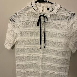 White Lace Short Sleeve Top